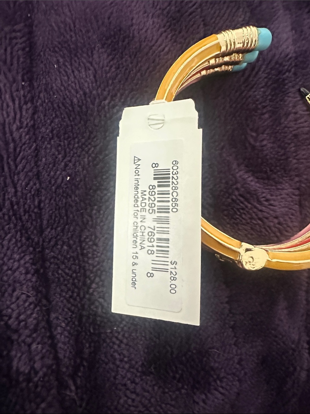 Betsey Johnson TRIPLE PENCIL HINGE BANGLE BRACELET PINK - Picture 2 of 5